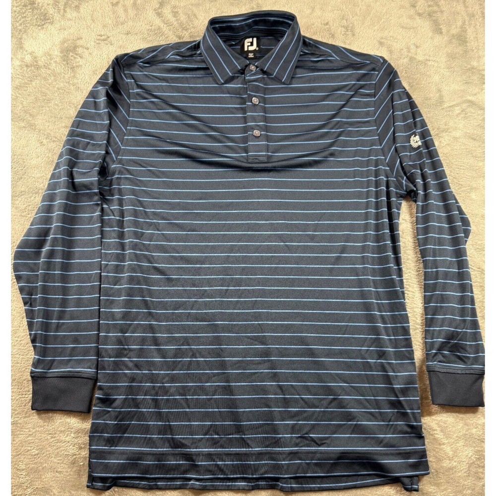 Footjoy FJ Golf Polo Shirt Men's Size Medium Long Sleeve Colour Black / Blue
